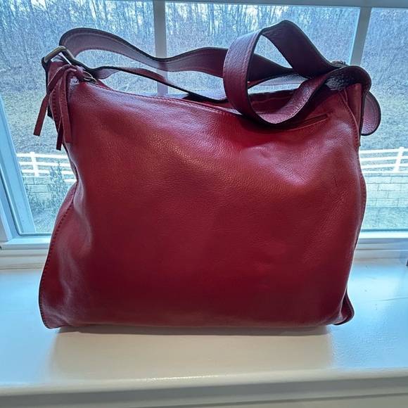 NWOT Red Leather Shoulder Bag - Picture 3 of 10